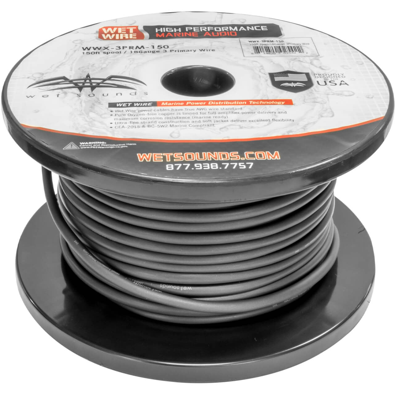 WWX-3PRM-150 | 3-Conductor 18 Gauge Primary Wet Wire - 150' Spool
