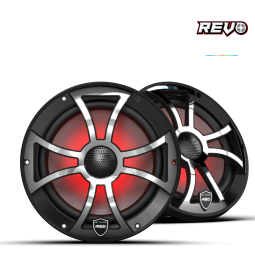 REVO 8 XS-B-SS V3 | REVO 8-inch Black Coaxial Speakers with XS Black Stainless RGB Grilles