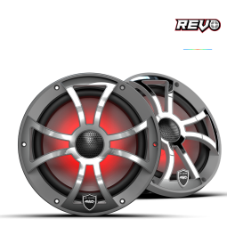 REVO 8-XSG-SS | REVO 8-inch Gunmetal Coaxial Speakers with XS Gunmetal Stainless RGB Grilles