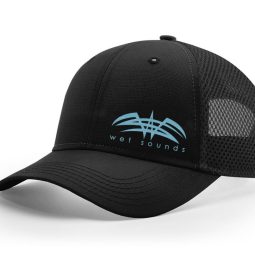 CAP-R-BLK-AIRMESH | Richardson Airmesh Snapback Cap Black with Cool Blue Offset Wet Sounds Logo